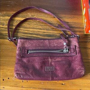 🎉Fossil Women's Deep Burgundy Leather Crossbody Bag